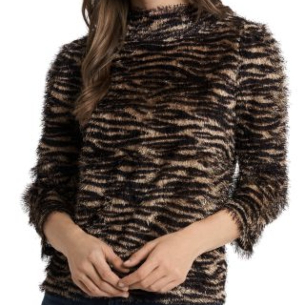 Women's Fuzzy Animal Print Sweater